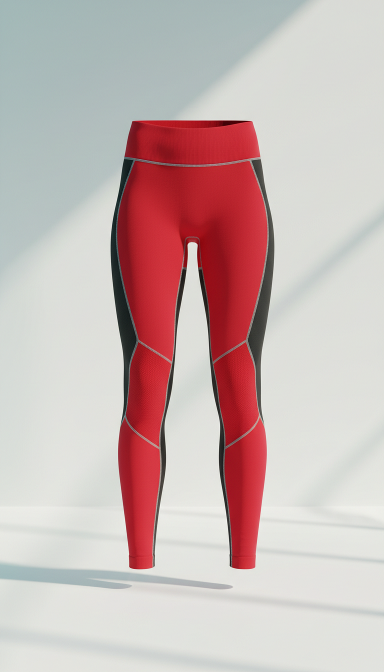 Panelled leggings in pulse red