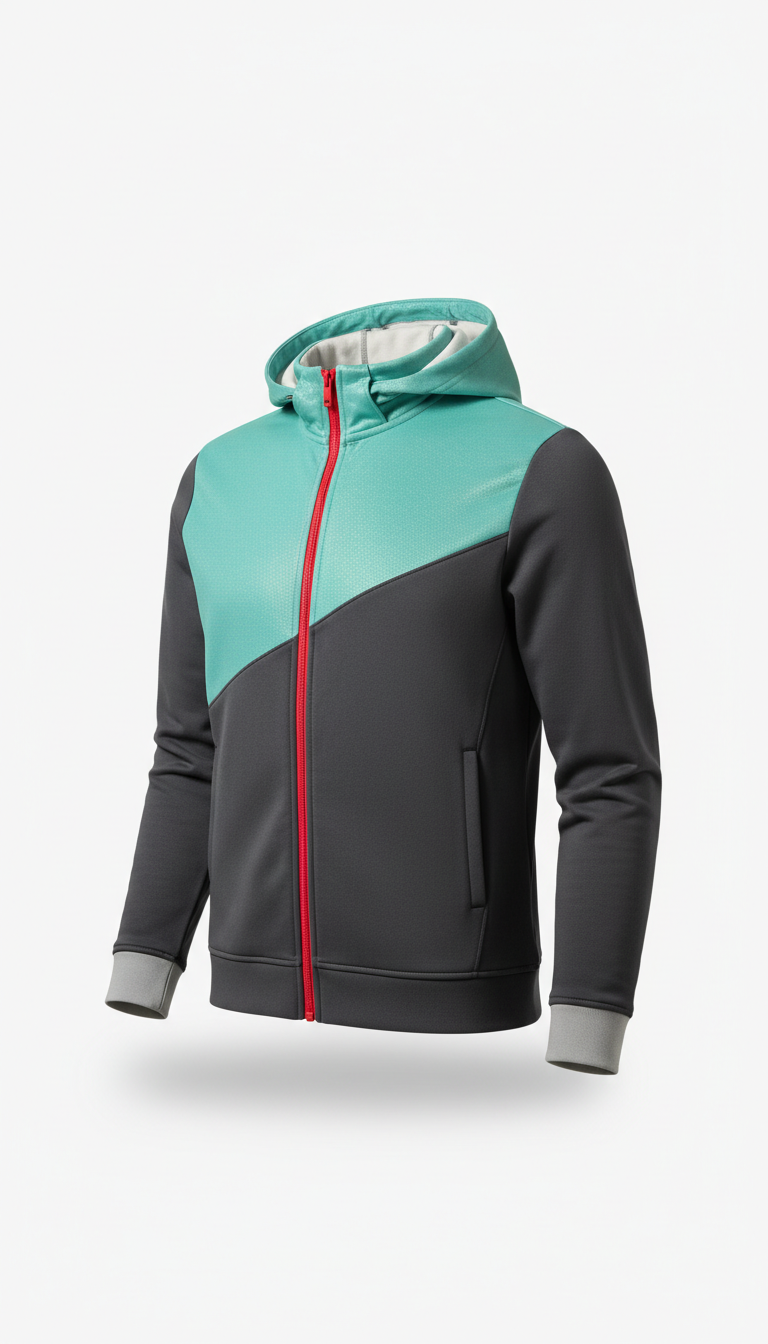 Reflective zip hoodie in aqua surge